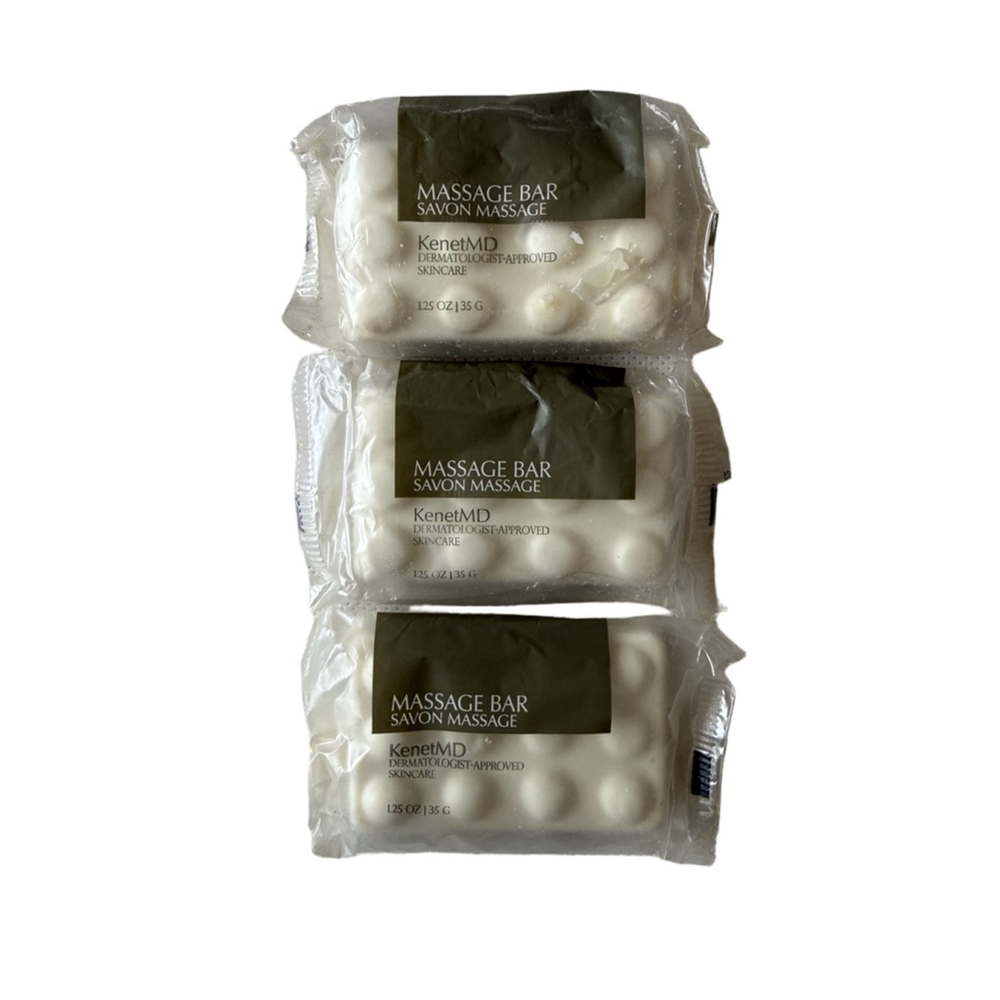 NWT 3 KenetMD Massage Bar SOAP Dermatologist Approved 1.25 oz each
